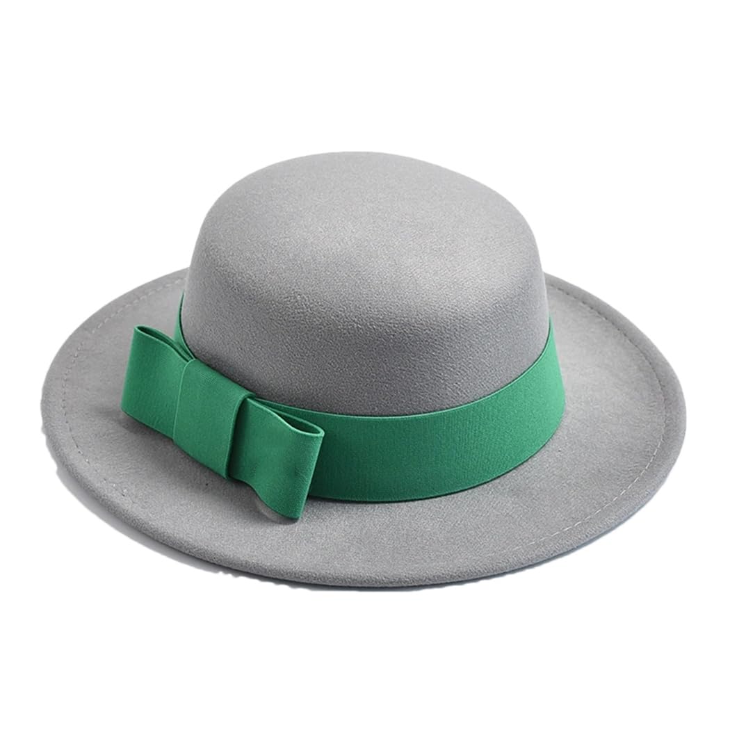 Cappello Fedora da donna, elegante, formale, per matrimonio, decorazione da chiesa, cappello piatto con fiocco per feste e jazz