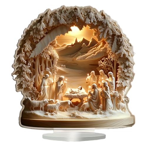 YORISMAL White God Religion Nativity Scene Ornament 2D Acrylic Table Decoration Festive Atmosphere Decoration Item