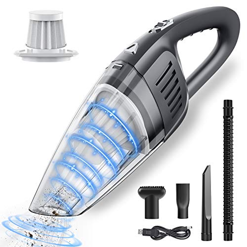 Handheld Vacuum, Handheld Vacuum Cordless 8Kpa Strong Suction Powered by Li-ion Battery Rechargeable Quick Charge Tech, Mini Vacuum for Home and Car