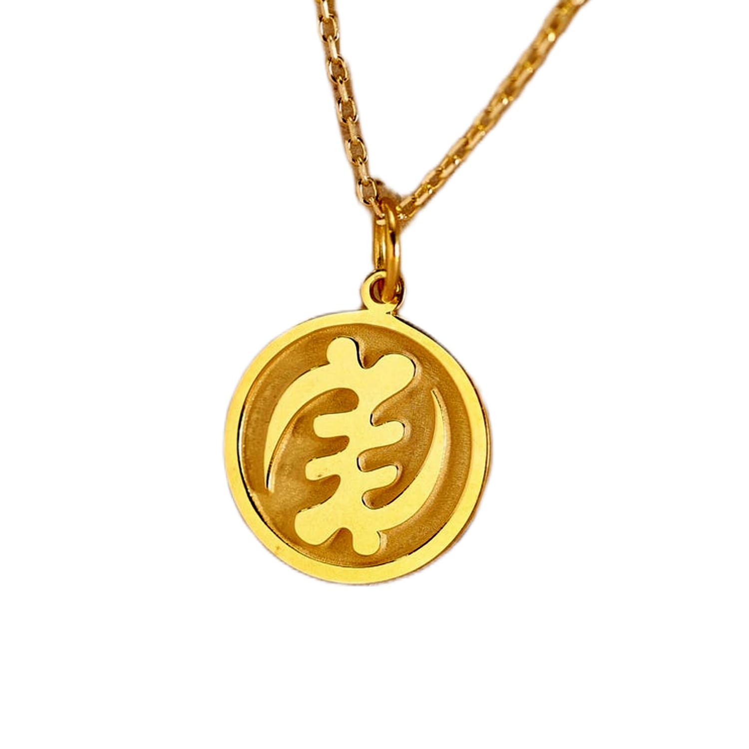 Collier Adinkra argent 925 idée cadeau anniversaire du Ghana pendentif 24mm