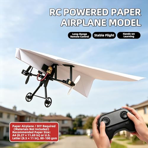 Avión de papel eléctrico RC DIY con motor de control remoto para niños y hobbistas 6