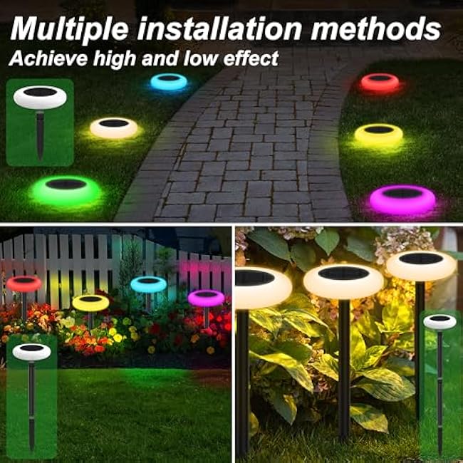 intelamp Solar Pathway Lights Outdoor, 6 Pack 9 Color Changing with Remote Control, Dusk to Dawn Solar Powered Waterproof LED Ground Lighting for House Outside Lawn Garden Yard Patio