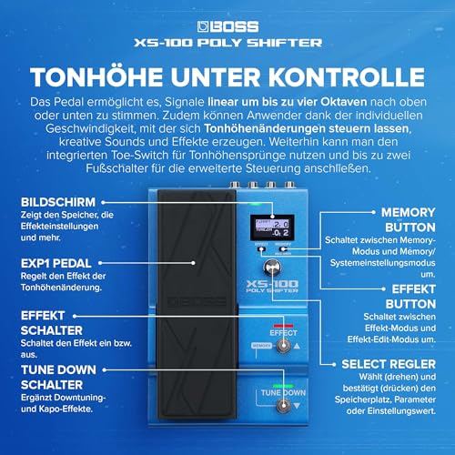 BOSS XS-100, Moderne Pitch-Shifting-Workstation mit umfangreichen Steuerungsoptionen und einer Bandbreite von acht Oktaven