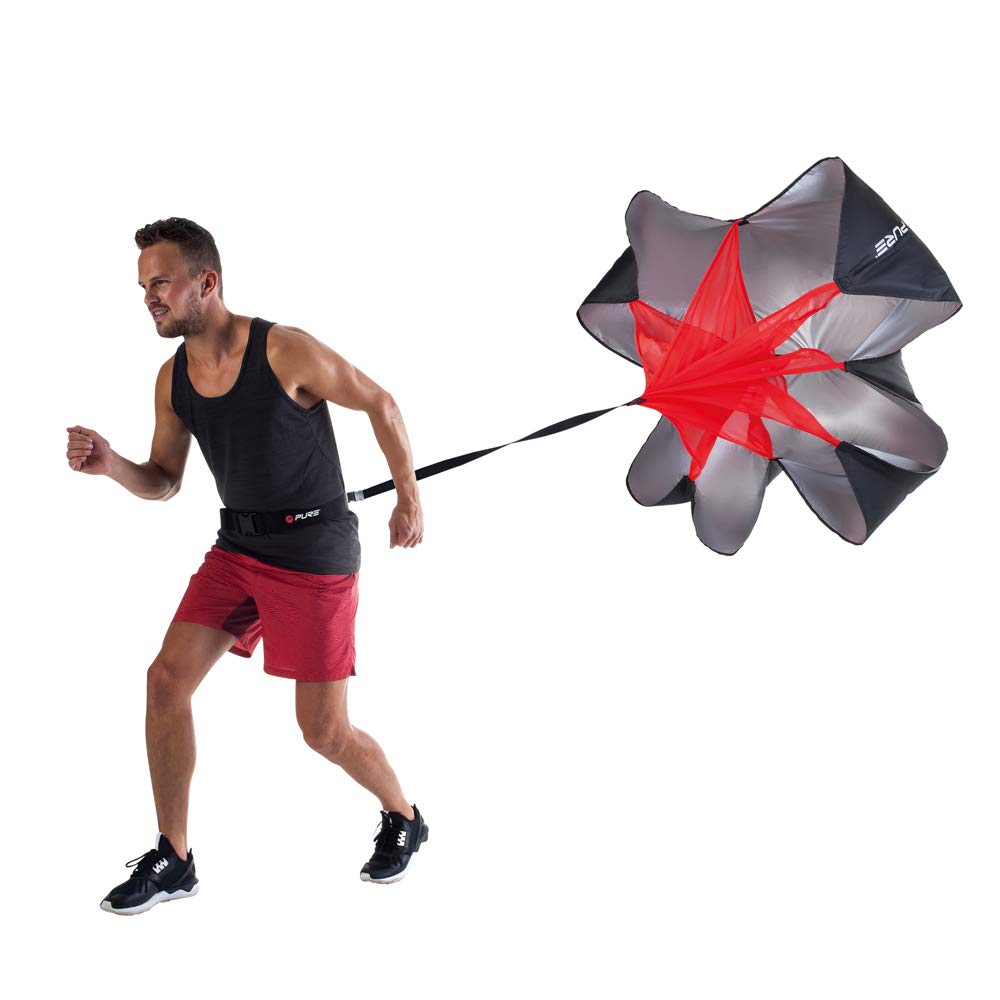 Pure2Improve Bremsfallschirm, schwarz/rot, 125cmx125cm, Einheitsgröße