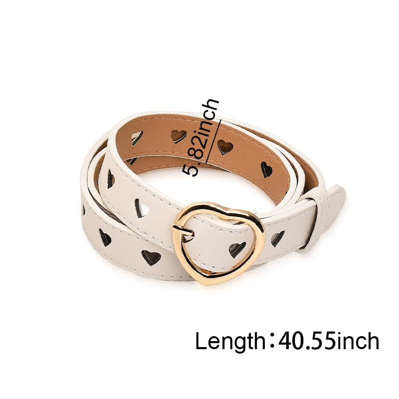 yaozeio Womens Leather Belts for Ladies Non Perforated Waistband Waist Accessory Love Buckle and Love hollow Belt2