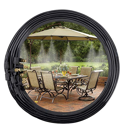 Daduleeh Outdoor Misting Cooling System,Misting Line,Brass Mist Nozzles for Patio Garden Greenhouse Outdoor Mister Trampoline for waterpark 20m