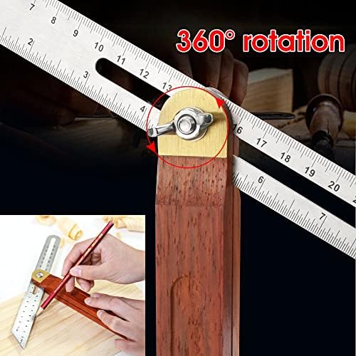FRAUTOPARTS Adjustable Carpentry Square Bevel Gauge Square Bevel Gauge 9 Inch Sliding T Bevel Hardwood Handle Stainless Steel Blade Ruler Craft Bevel Tool for Craftsman Woodworking Architect Engineer