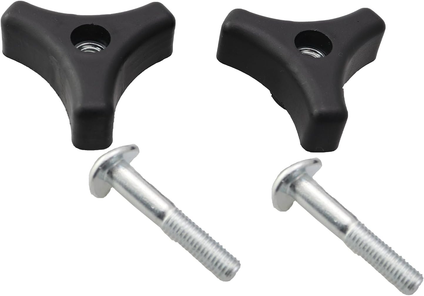 2PCS Triangle Handle Tightening Screw Kit Lawn Mower Handle Knob Replacement Black Durable Plastic Triangle Handle Knob Nut and Bolt Suitable for Lawn and Mowers