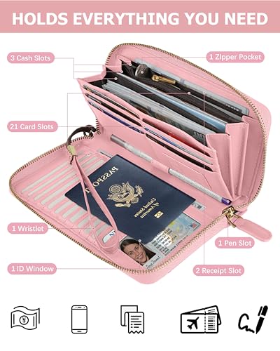 Image of Large Wallet for Women, Clutch Wallet with Passport Holder