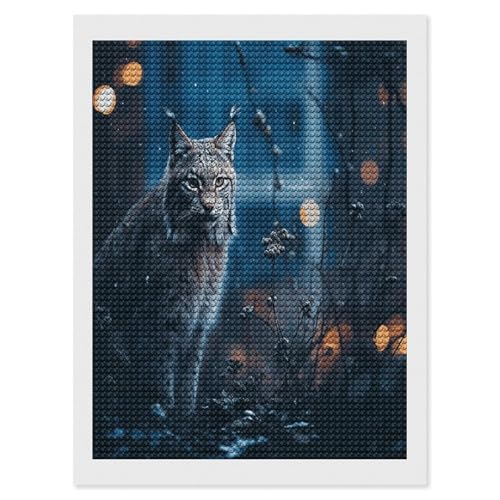 Kit broderie diamant Lynx idée cadeau créatif adulte pour débutant passionné de DIY