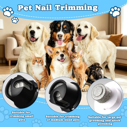 Pet Nail Grinder for Dogs & Cats – Quiet 3-Speed Electric Filing Tool with Safety Guard, LED Light & 2 Replaceable Grinding Heads - Image 4