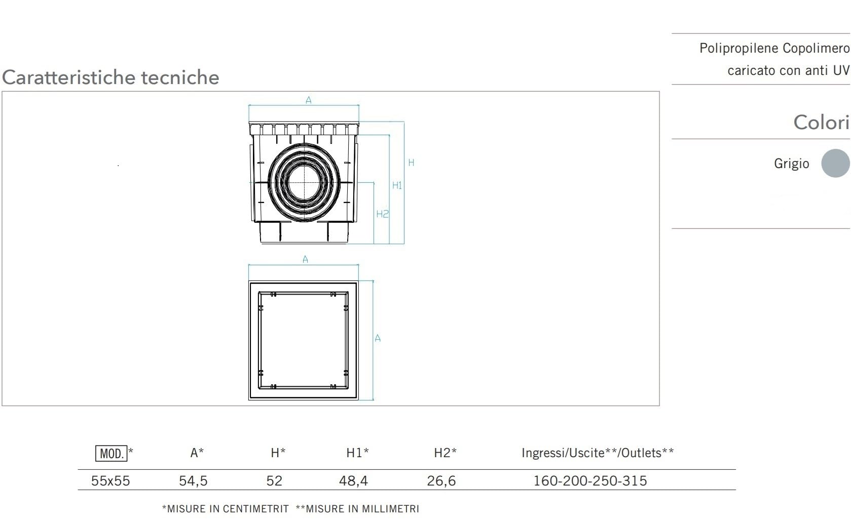 Pozzetto In Plastica PP HD Con Copercchio Chiuso 53x53 Cm - Resistente Alle Macchie - Foto 14