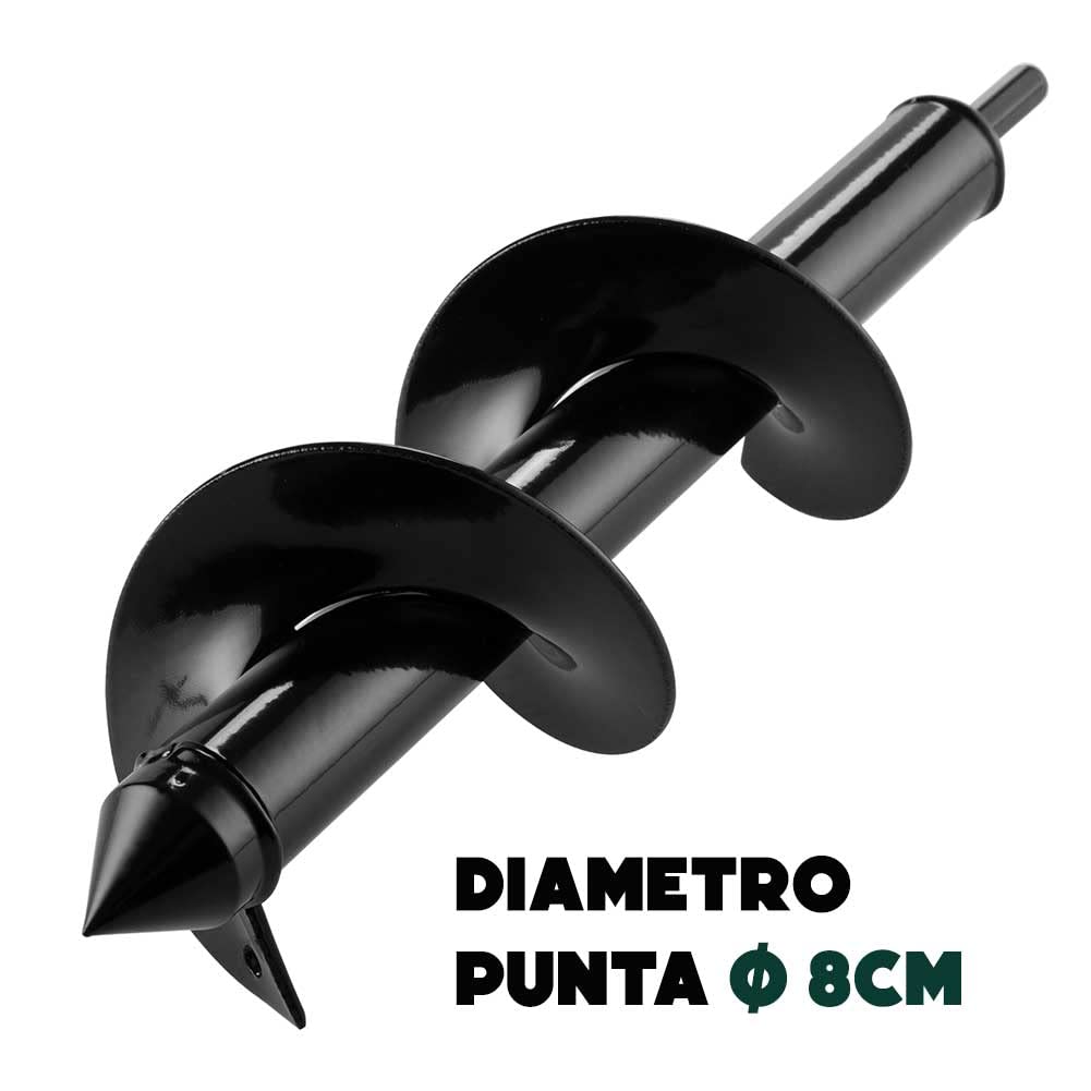 Punta per Trivella a Spirale da Giardino, Punta per Trapano a Mano, Strumento di Perforazione Accessori per Piantare Bulbi da Letto Foratura Coltivare Piante (Dia-8cm, L-30cm)
