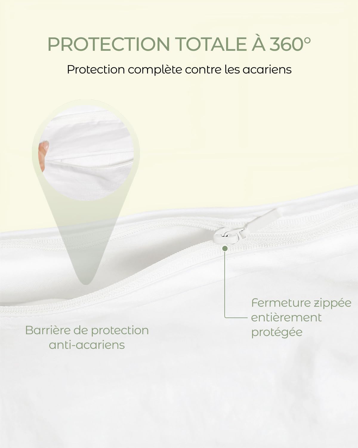 FAUNNA Housse de Couette Anti-acariens et Anti-allergènes, 100% Coton | Avec fermeture éclair pour protéger contre les acariens et les punaises de lit ; en blanc, pour couettes de 200 × 200 cm.
