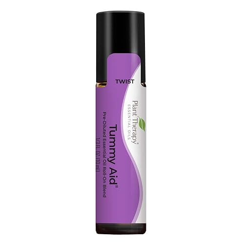 Plant Therapy Tummy Aid - Mezcla de aceites esenciales prediluidos roll-on 0.3 fl oz (13 oz) 100% puro, grado terapéutico