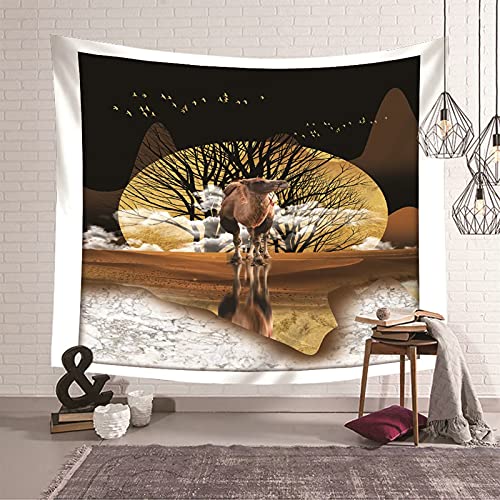 Tapiz de pared decorativo marrón y negro de 150x130 cm inspirado en el atardecer 2