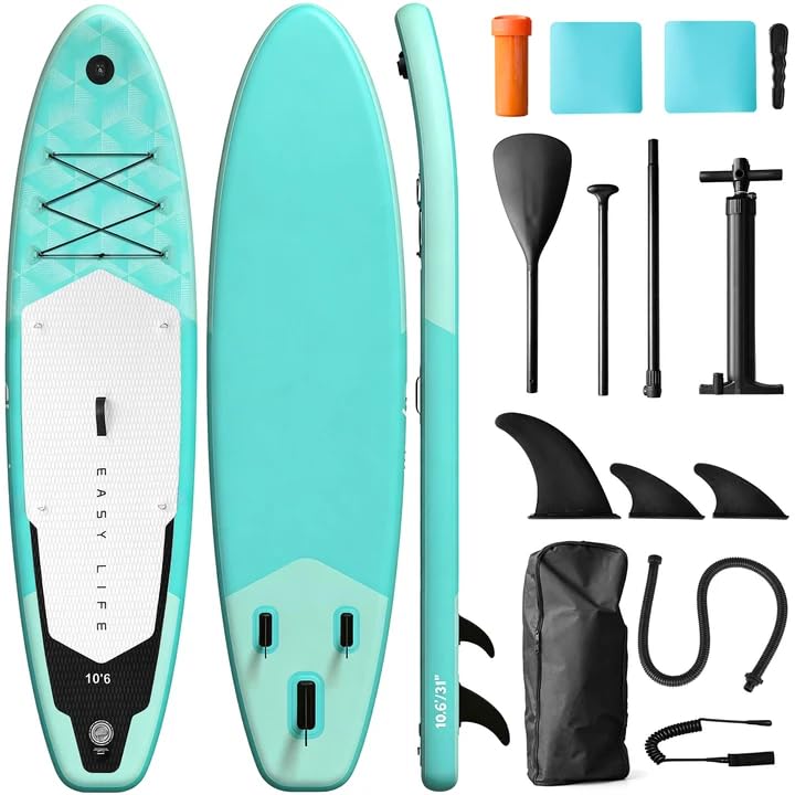 Tavola Da Surf Gonfiabile Adulto,320CM Gonfiabili Sup con Accessori: Pagaia, Pompa,Pinne di Pesce *3,Capacità Carico di 135 KG,Plus Tavola Sup Per Adatto Surfisti Tutti i Livelli