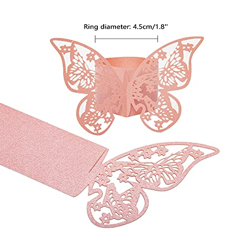Hqleshui 100 Pieces Napkin Rings, 3D Butterfly Paper Napkin Rings For Place Settings, Wedding Receptions, Dinner Or Holiday Parties, Family Gatherings, Diy Decoration (Pink) #TOP4