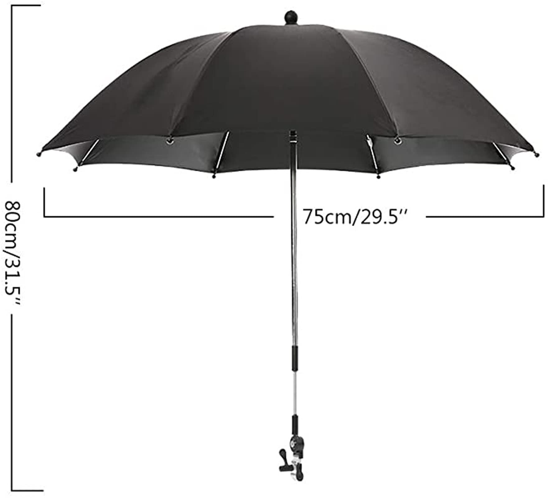 Carrozzina Buggy Passeggino Universale Automatico Ombrellone Ombrellone Parasole (Color : Black, Size : 75cm)