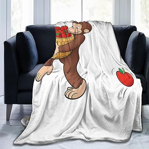 おさるのジョージ ブランケット 毛布 ひざ掛け フランネル毛布 マイクロファイバー ふわふわ 軽量 暖かい 四季適用 洗える 静電気防止 オフィス 旅行 出張 車内 キャンプ 冷房対策 W90 150cm×200cm