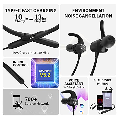 Image of Lava Probuds N11 Bluetooth Neckband with Dash Switch & 42 hrs Playtime, Quick Charge Technology(10min = 13hrs), IPX6 Rating, 12 mm Drivers and Pro Game Mode(Panther Black)