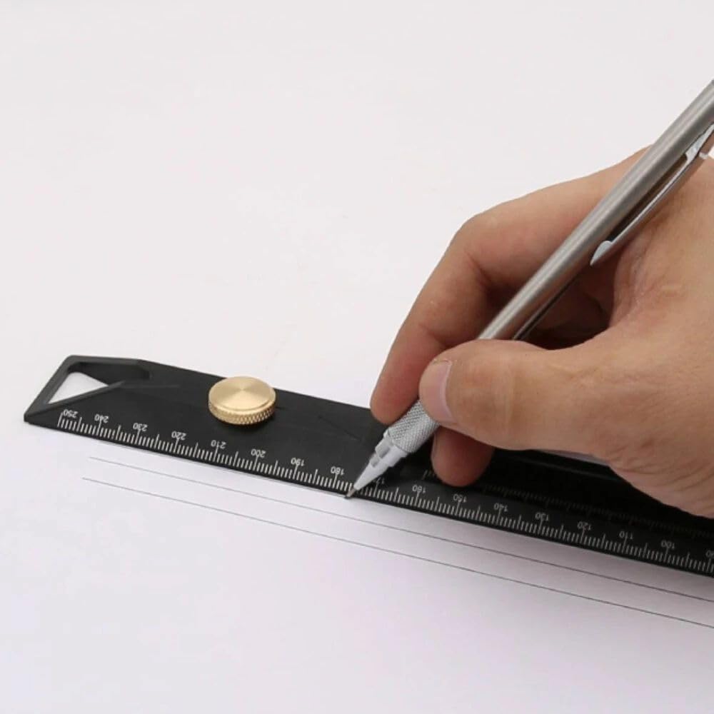 HONGDUI HD26 260mm Taschenlineal, Messschieber aus Aluminiumlegierung, multifunktionales Anreißlineal mit Feststellschrauben