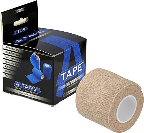 Image of Cohesive Self Adhesive Bandage | Self-Adhesive Compression Wrap - Sports, Gym & Joint Protection Tape| (Reusable & Waterproof, 5 cm X 4.5 Mtr) Crepe Bandage Pack of 2 (Beige & Black)