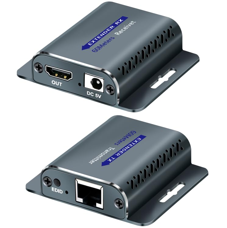 HDMI Extender 400FT with POC 1080P@60Hz,HDMI Over Ethernet, HD MI Over CAT5e/CAT6,HD to RJ45 Converter by UTP Cat5e/6/7 OFC Cable with 5V Power Adapter,Support EDID