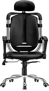 HFA Sofá Taburete Silla para computadora, en línea con la ergonomía, giratorio de 360 ??grados, reposacabezas-reposabrazos-pie de acero hk/Negro