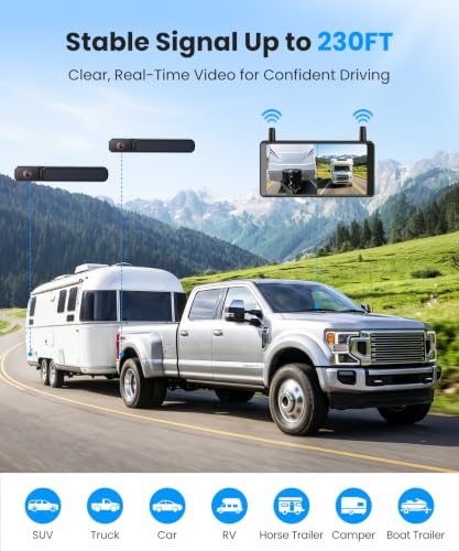 Image of AUTO-VOX 2 Solar Wireless Backup Cameras: 6 inch Split Screen for Wider View
