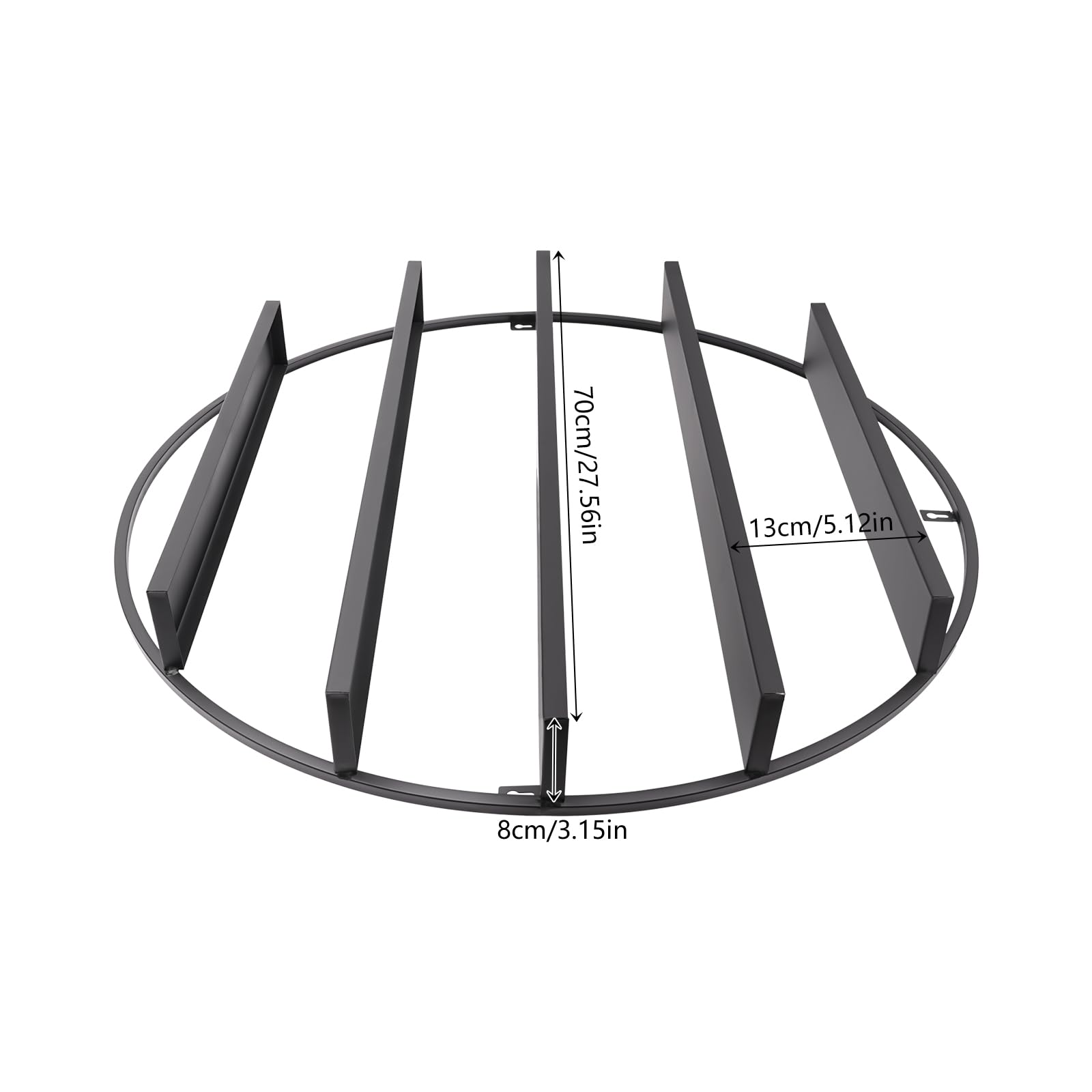 Wandregal Nagellack, 5-Tier Rund Nagellack Aufbewahrung Nagellackhalter, 6 Stück Nagellackständer Regal Metall, Nagelsalon Display Ständer für Lippenstiften, ätherischen Ölen, bis 10kg (Schwarz)