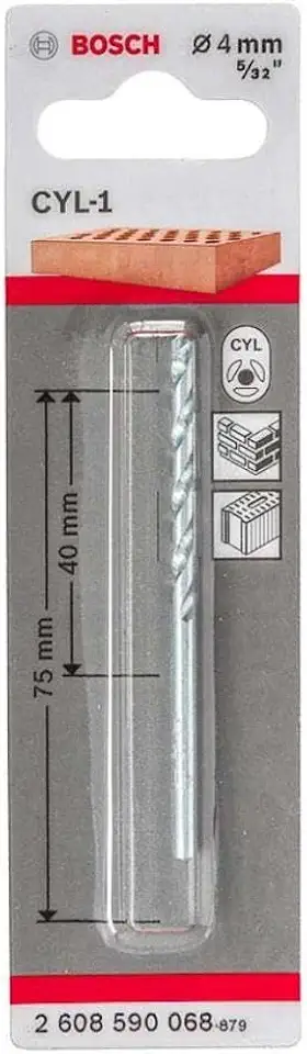Bosch Broca CYL-1 para concreto Ø4 x 40 x 75 mm