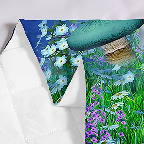 Couvre-lit matelassé bleu jeté de lit réversible 230x280cm microfibre
