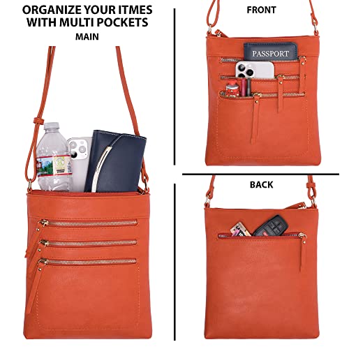 Image of Solene Crossbody Bag Functional Multi Pocket Messenger Purse Top Zip Closure Shoulder Handbag With Adjustable Strap