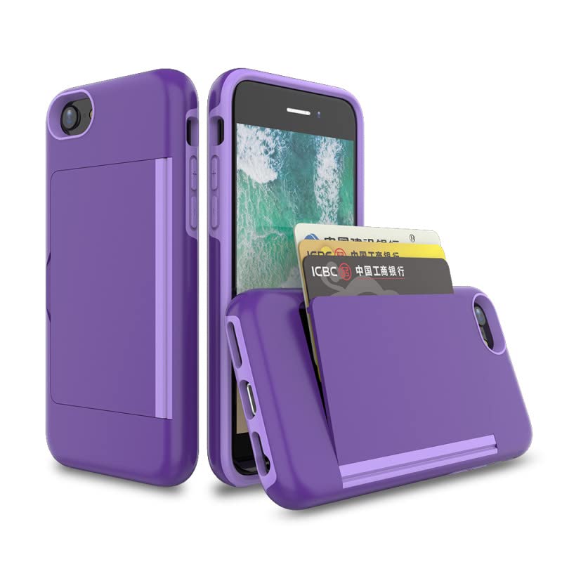 FDTCYDS iPhone SE 2 2020 Edition/SE 3 2022 EditionEdition Case with Card Holder,Hybrid Rugged Protective Wallet Case - Purple