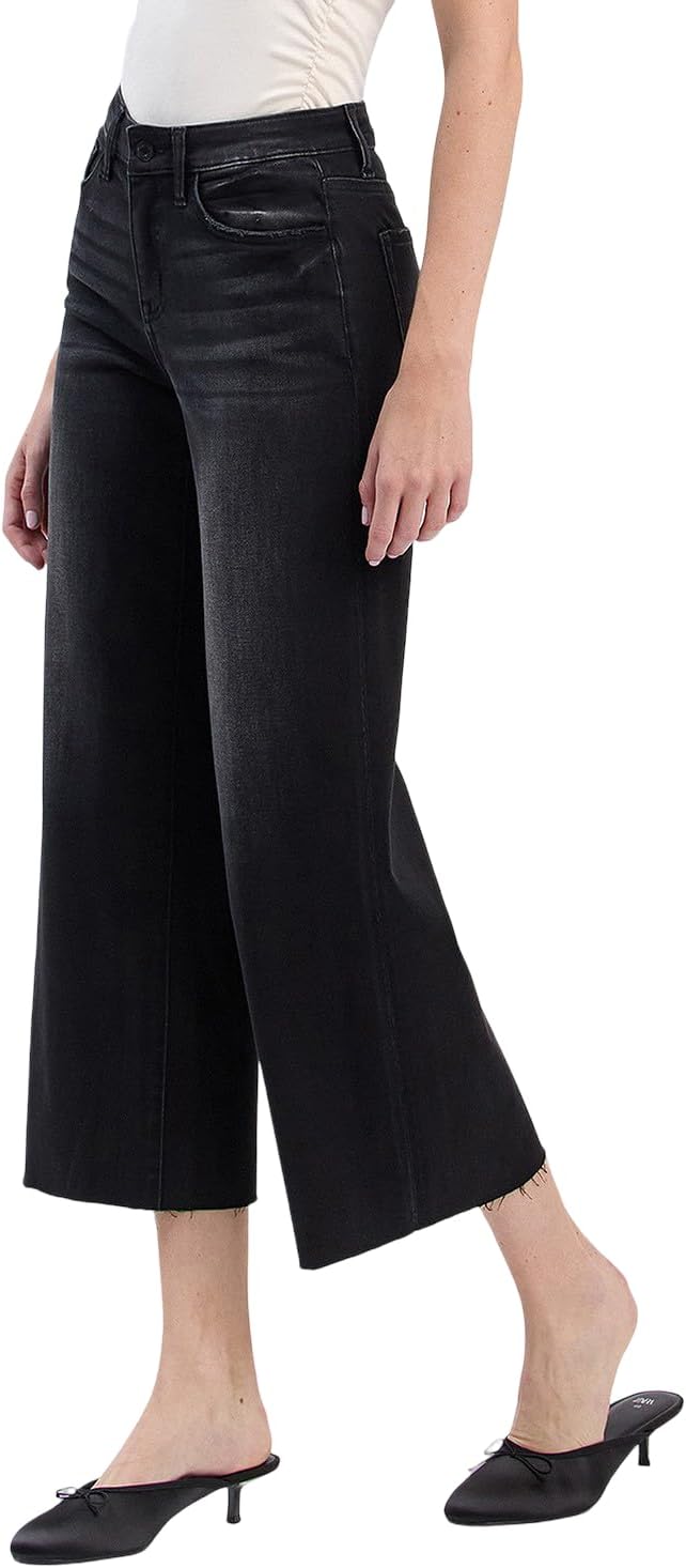 VERVET Women's Aileeah High Rise Slim Wide Leg Jeans