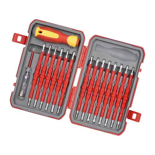 Juego de destornilladores aislados 29 en 1, kits de herramientas de electricista con puntas, herramienta de reparación eléctrica segura de 1000 V para el hogar