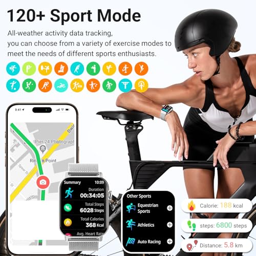 Image of Trendia Smart Watches for Women, 1.83'' HD Fitness Tracker with Answer /Make Calls, Heart Rate /Sleep /SpO2 Monitor, 120+ Sport Modes, IP68 Waterproof, Compatible iPhone /Android Silver