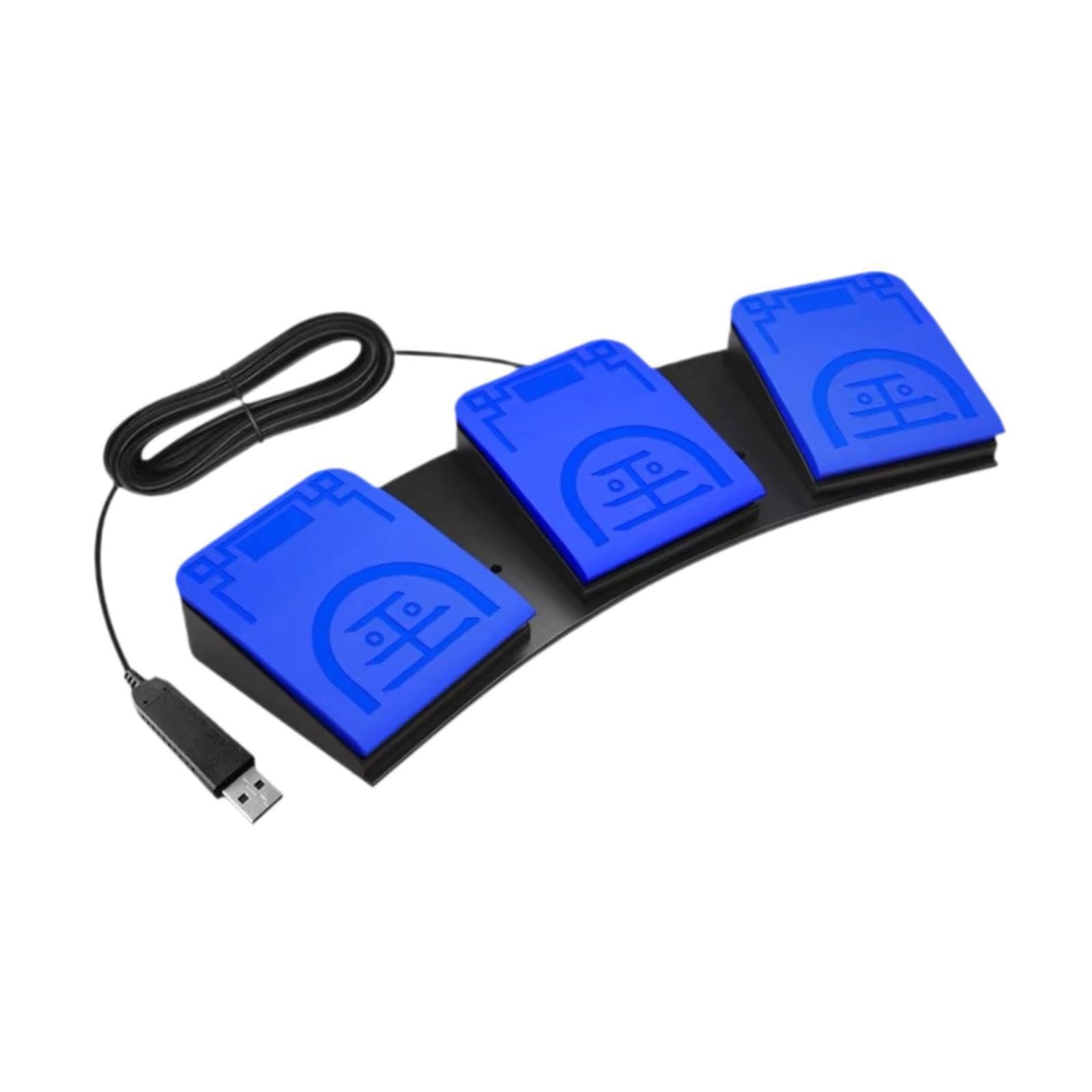 Pedal USB con 3 Teclas programables, Azul 34 x 11.5 x 4.3 cm | dispositivo de control eficaz para juegos, transcripción, funciones de cuerdas, control de juegos para PC en , Azul , 34 x