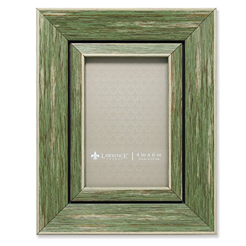 Lawrence Frames Weathered Decorative Picture Frame, 4 by 6-Inch, Green