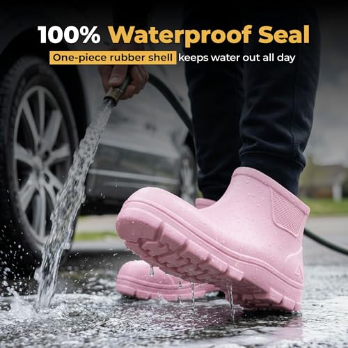 Image of Waterproof Deck Boots for Men & Women | Lightweight, Anti-Slip Rubber Rain Boots, 10 oz each | Pull-On Fishing & Ankle Boots for Sailing, Boating, Docks, Camping | Garden Boots for Everyday