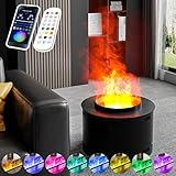 3D Fogging Fireplace, Electric Water Vapour Fireplace, Recessed Round Atomizing Fireplace,9 Colored Adjustable Flame/Mist Adjustable/Auto Water Supply, Supports Remote Control + App 50cm/19.6in