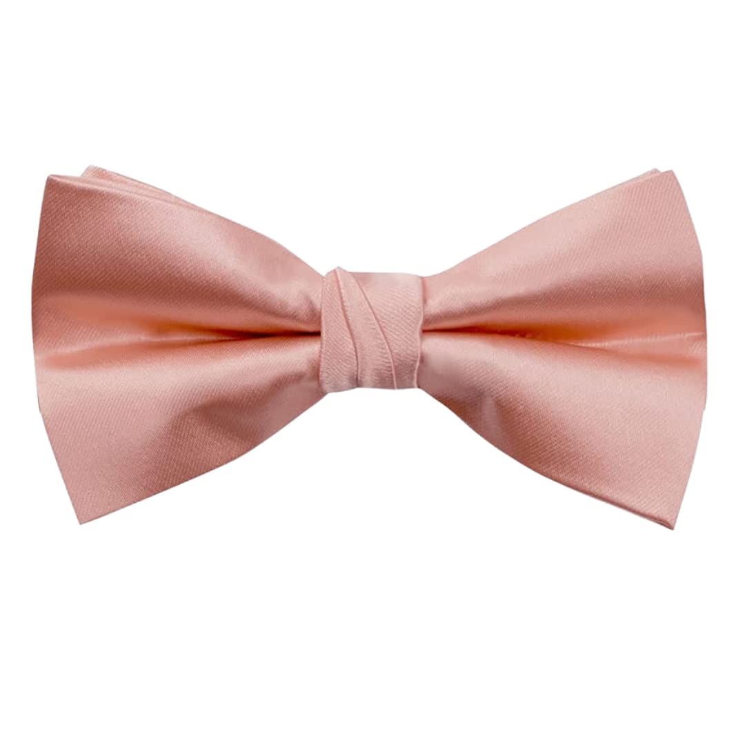 Premium Satin Bow Tie for Men | Adjustable Neckband for Perfect Fit | Handcrafted Bow Tie for Suits, Blazers & Tuxedo for Formal Events & Weddings (Peach)-image-1
