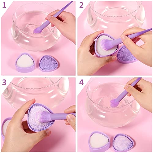 Docolor 3-in-1 Juego Limpiador de Brochas de Maquillaje, Esponja de Eliminación Color de Pincel de Maquillaje Cosmético con Jabón Sólido y Almohadilla de Limpieza de Cepillo de Maquillaje de Silicona - imagen 5
