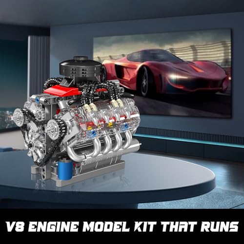 Image of Mould King 10171 V8 Engine Building Blocks Sets, V8 Engine Model kit That Run, Build Your Own STEM Model Engine, 8-Cylinder Car Engine Building Engineering Toys for Age 14+ /Adults Collections(487+PCS)