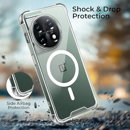 Image of A rtistque Clear Back Cover Case for OnePlus 11 5G | Compatible with Mag-Safe | Premium Transparent Cover | Shockproof TPU Bumper | Slim Protective Design | OnePlus 11 Back Cover - Transparent