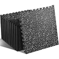 SUPERJARE 0.4 Inch Gym Flooring for Home Gym, 24 Tiles Gym Floor Mat with Heavy Duty Rubber Top, Interlocking Rubber Flooring Mats, 24"" x 24"" Workout Exercise Equipment Mats (96 sqft), Black/Grey