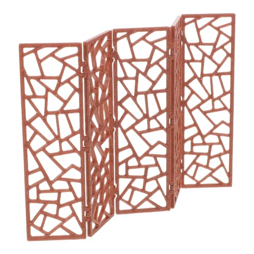 PRETYZOOM Paravent Décoratif Miniature en Bois Style Chinois 12,7 Cm Pliable Écran de Maison de Poupée Sépareur D’intérieur pour Bureau et Maquette de...