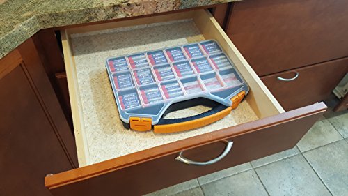 Massca Battery Storage Box Organizer Stores AAA, AA, and C Size. Hinged Box Made of Durable Plastic in a Slim Design with 18 compartments. - Thumbnail 2