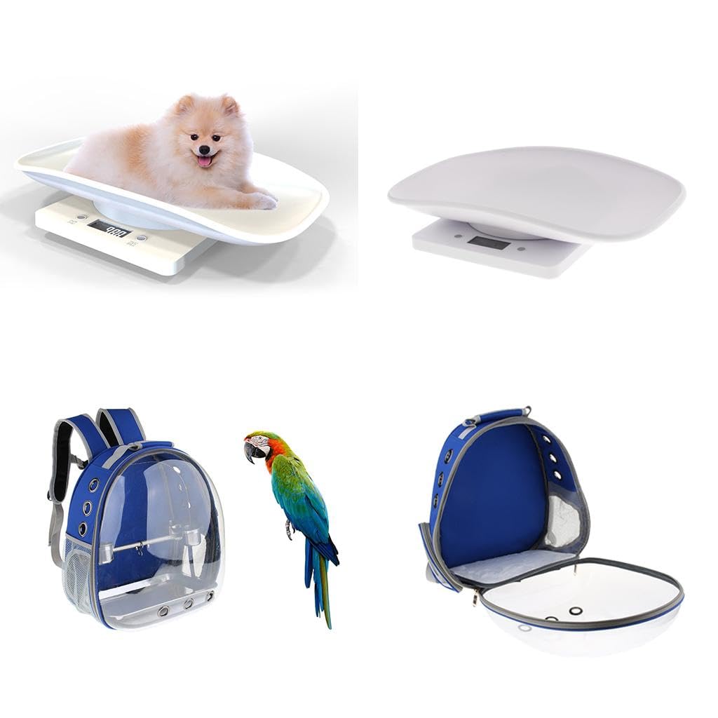 Báscula digital multifunción para mascotas con transportador de pájaros de viaje para animales pequeños